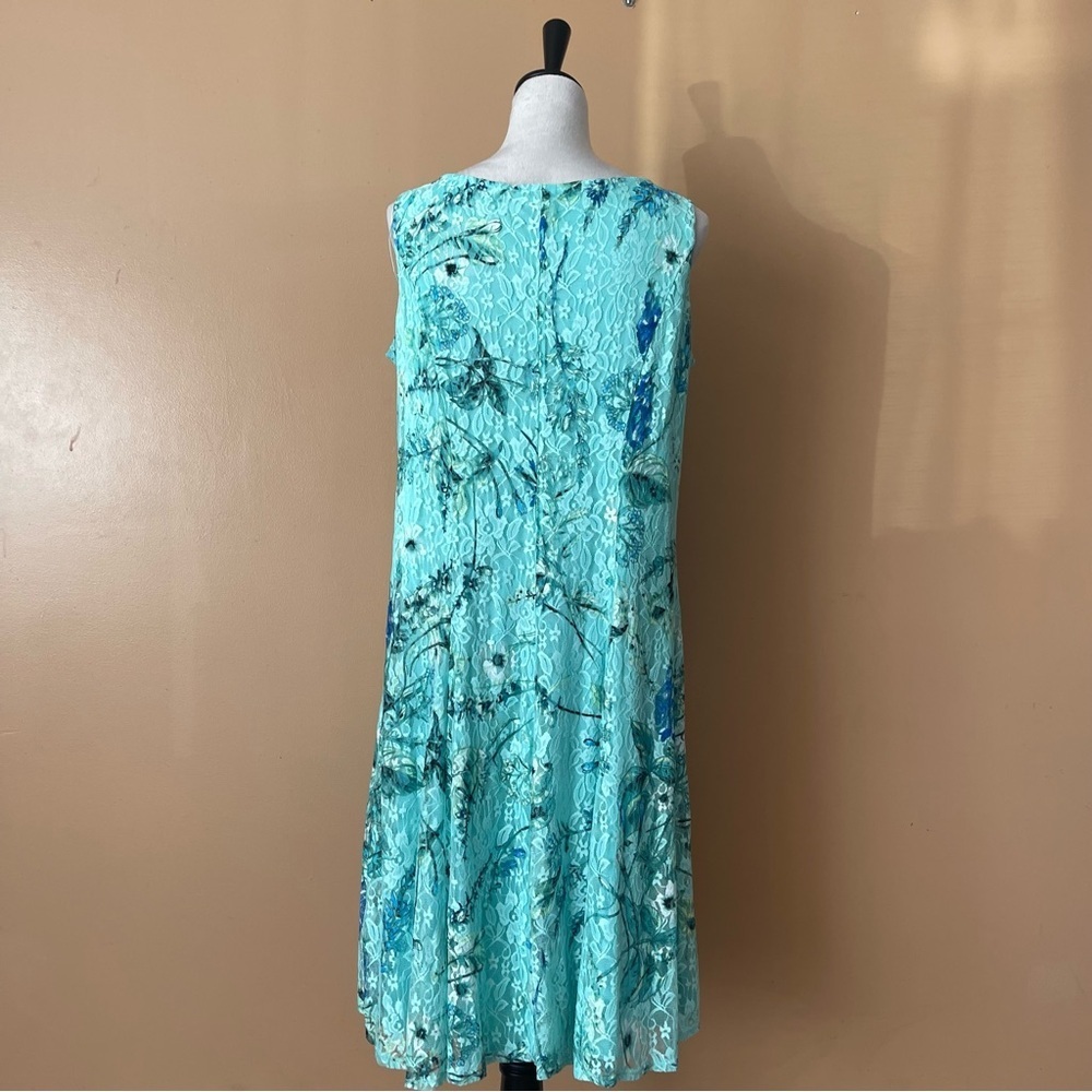 Perceptions Turquoise Floral Lace Midi Dress size 1x - Picture 6 of 7